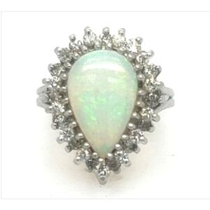 14K Opal & Diamond Statement Engagement Ring